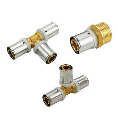 OEM 1/2 اینچ PEX برنج مناسب PEX مطبوعات مناسب 3/4 اینچ برابر تی برای PEX زیر زمین لوله گرمایش