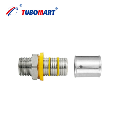 پشتیبانی سفارشی Tubomart OEM اتصالات برنجی PEX AL PEX سیستم لوله کشی گاز زرد 16-32MM سوکت سه راهی زانویی