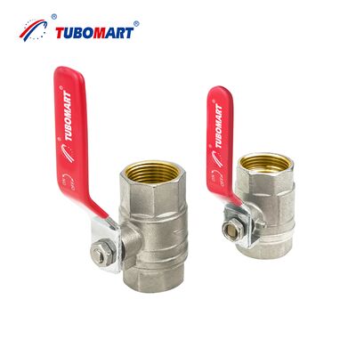 شیر توپی برنجی دستی OEM TUBOMART با رزوه مادگی 1/2 اینچ - 2 اینچ دارای گواهی ISO9001 برای تامین آب و گاز