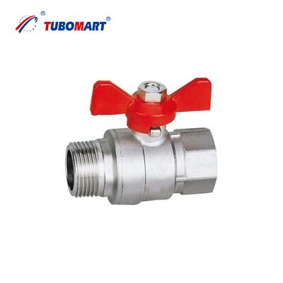 شیر توپی برنجی TUBOMART OEM با دسته پروانه ای /2 اینچ - 1 اینچ شیر توپی برنجی برای تامین آب