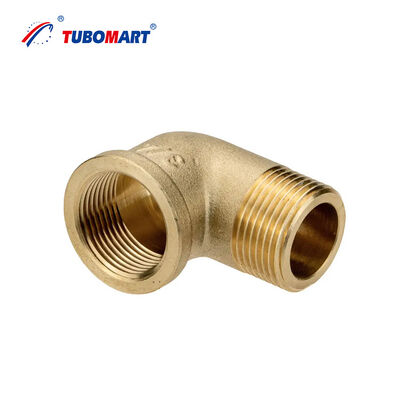 زانویی برنجی مادگی 2 اینچ × 1 1/2 اینچ با بست نصب برای لوله مسی، PEX، PAP چند لایه با استاندارد ISO